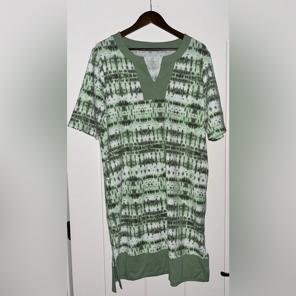 Cuddl Duds Caftan Crewneck Tie Dye Dress Semi-Fit Loungewear Women M‎ Cottonwear